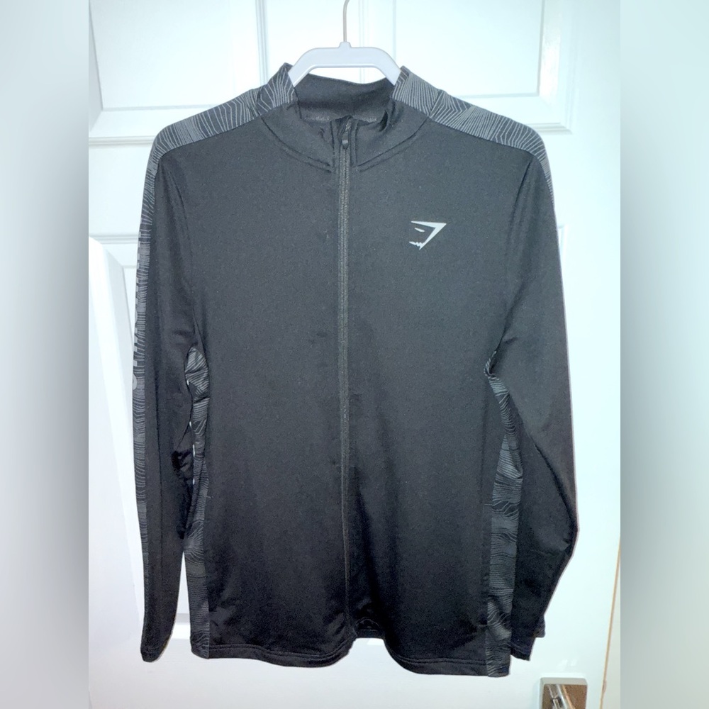 GYMSHARK Training Tunic Jacket Black Full Zip Track Suit Top, Training *Large*